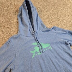 Patagonia Flying Fish Lightweight Hoodie Womans Sz M Blue Organic Cotton Outdoor